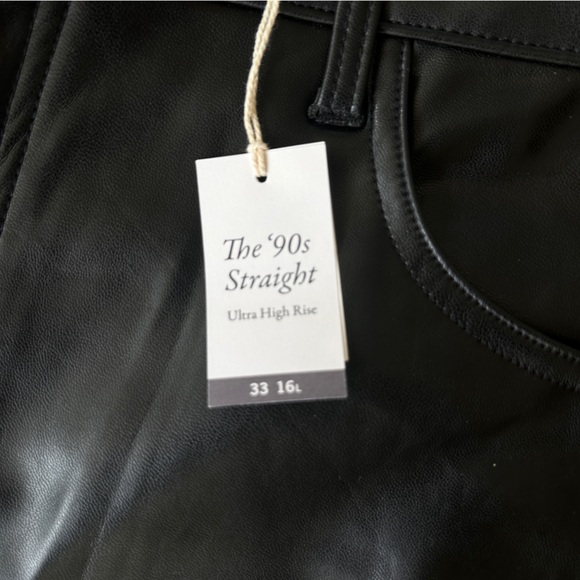 New Abercrombie & Fitch Vegan Leather 90’s Straight Ultra High Rise pant 16 long - Picture 11 of 16